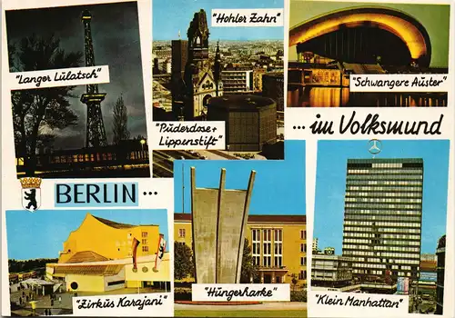 Ansichtskarte Berlin Mehrbild-AK Sehenswürdigkeiten mit Volksmund-Namen 1970