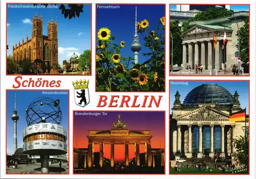 Berlin Mehrbild-AK Stadtteilansichten ua. Friedrichswerdersche Kirche 2010