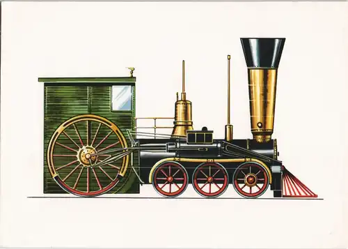 Amerikanische Schnellzug-Lokomotive Motiv-AK Eisenbahn (Zeichnung Swoboda) 1973