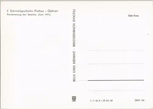 Schmalspurbahn Putbus - Göhren Personenzug  Seelvitz (Juni 1971) 1982