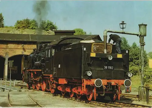 Plauen (Vogtland) Museums-Lokomotive 38 1182 Wassernehmen (April 1981) 1986