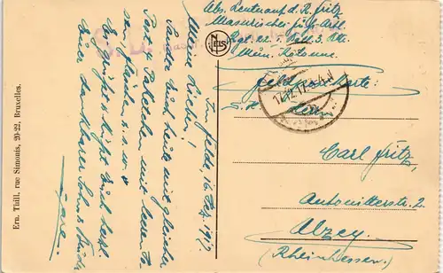 Kortrijk Courtrai Monument de la Bataille  1917   (deutsche Feldpoststempel)