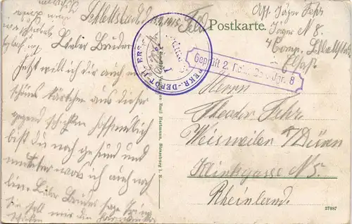 CPA .Frankreich Spesburg (Vogesen)  1915 1. WK  (deutsche Feldpoststempel)