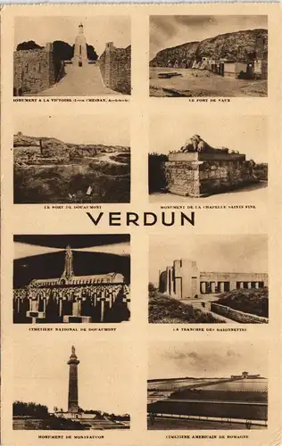 Verdun Mehrbild-AK Umland-Ansichten Stätten d. 1. Weltkrieges 1920