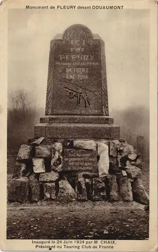 CPA Douaumont Monument de Fleury - Inauguré par M CHAIX 1934