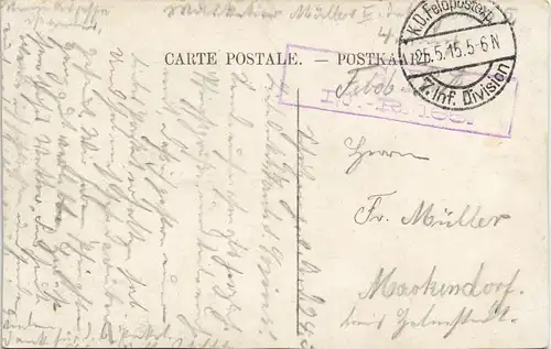 CPA Arras Atrecht Porte Gitadelle (Génie)  1915   (deutsche Feldpoststempel)