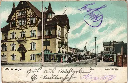 Westerland Sylt Strandstraße gel Bordstempel Turbinenschnelldampfer Kaiser 1906