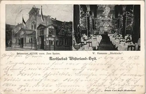 Westerland-Gemeinde Sylt Restaurant zum Spaten Hamanns Bierkirche 2 Bild 1902