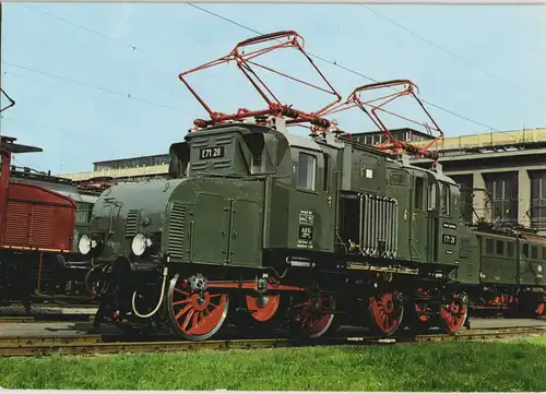 Güterzug Lokomotive E 71 28 (preuß. EG 528) Eisenbahn Motiv-AK 1977