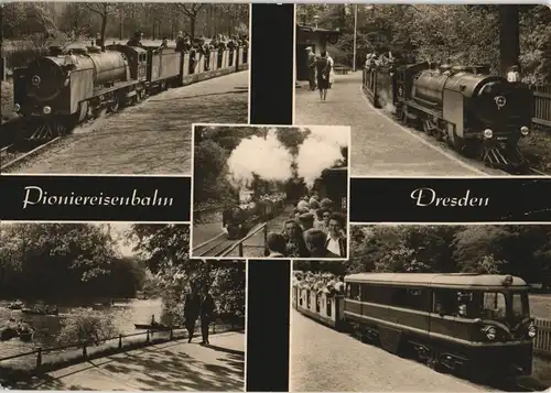 Dresden Dresdner Parkeisenbahn Pioniereisenbahn DDR Mehrbild-AK 1968