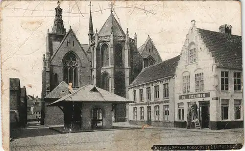 Diksmuide Dixmude Stadtteilansicht   1. WK 1915   (dt. Feldpoststempel)