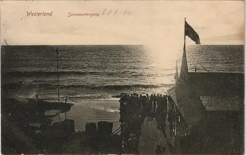 Westerland-Gemeinde Sylt Kurhaus mit Strand bei Sonnenuntergang 1910