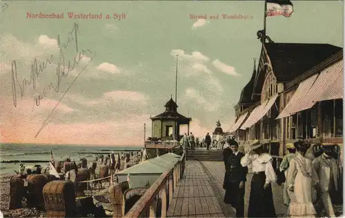 Westerland  Sylt Strand und Wandelbahn, Strandleben feine Herrschaften 1907