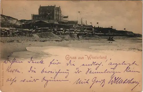 Ansichtskarte Westerland-Gemeinde Sylt Hotel, Wandelbahn, Strand 1897