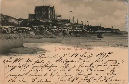Ansichtskarte Westerland-Gemeinde Sylt Strandpartie - Hotel 1897