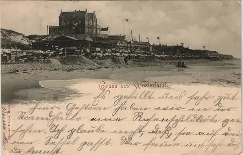Ansichtskarte Westerland-Gemeinde Sylt Hotel, Wandelhalle - Strandleben 1897