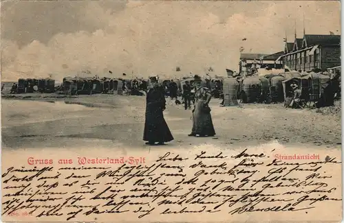Ansichtskarte Westerland-Gemeinde Sylt am Strand, Restaurant 1900