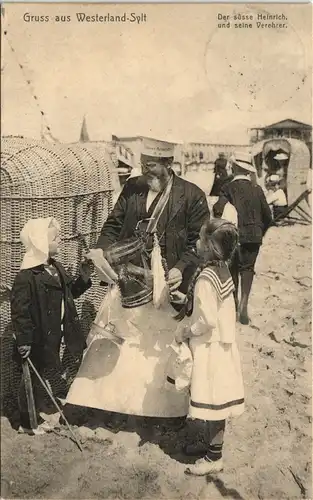 Westerland Sylt Typen Sylter Original der süsse Heinrich und Mädchen 1908