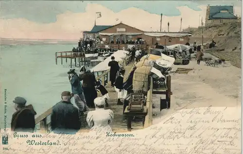 Westerland-Gemeinde Sylt Restaurant, Strandleben bei Hochwasser 1900