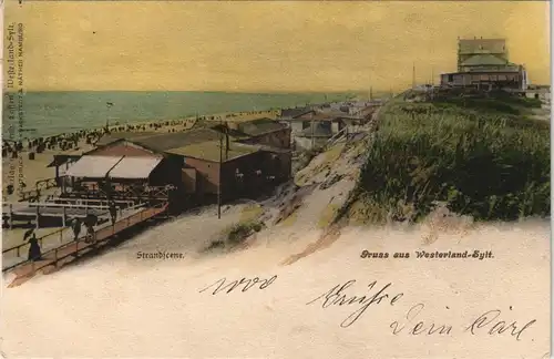 Ansichtskarte Westerland-Gemeinde Sylt Strandszene von den Dünen - Hotel 1899