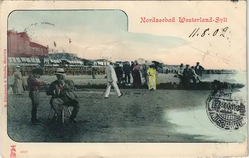 Westerland-Gemeinde Sylt Mann auf Stuhl am Strand - Restaurants 1902