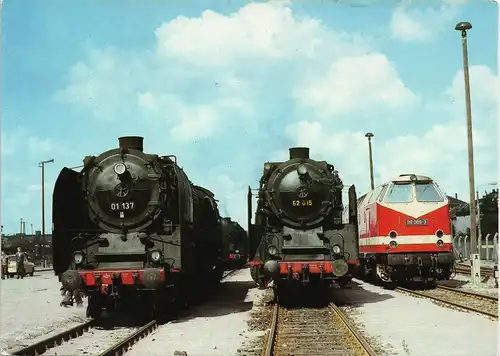 Lokomotiven Fahrzeugausstellung Bf Radebeul Ost DDR AK 1984/1988
