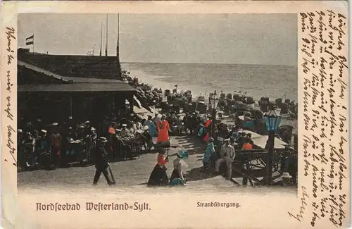 Westerland-Gemeinde Sylt Strandrestaurantr belebt - Strandübergang 1900