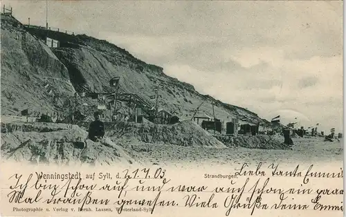 Ansichtskarte Wenningstedt-Braderup Strandkörbe und Strandburgen 1903
