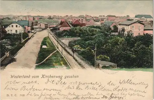 Ansichtskarte Westerland-Gemeinde Sylt Straßenpartie von Kirchenweg 1899