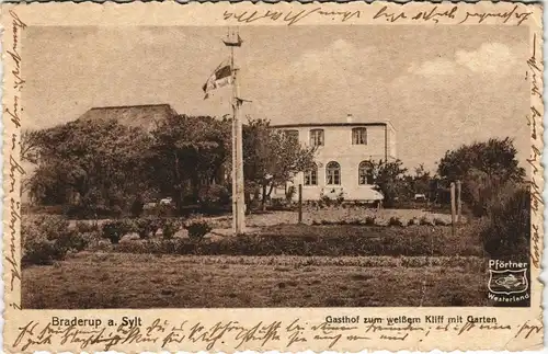 Ansichtskarte Wenningstedt-Braderup Gasthof zum weißen Kliff mit Garten 1926
