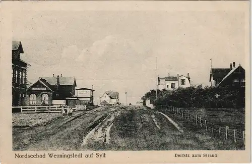 Ansichtskarte Wenningstedt-Braderup Dorfstraße zum Strand 1931