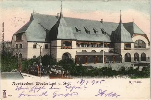 Ansichtskarte Westerland-Gemeinde Sylt Partie am Kurhaus - coloriert 1905