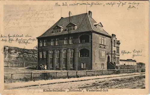 Ansichtskarte Westerland-Gemeinde Sylt Kinderheilstätte Bethesda 1925