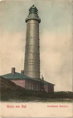 Ansichtskarte Kampen (Sylt) Stadt und Leuchtturm 1910