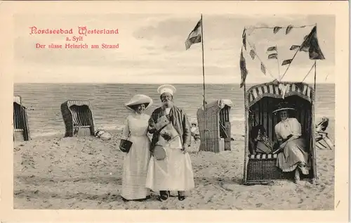 Westerland Sylt Strandkörbe Frau u süsse Heinrich Typen Sylter Originale 1911