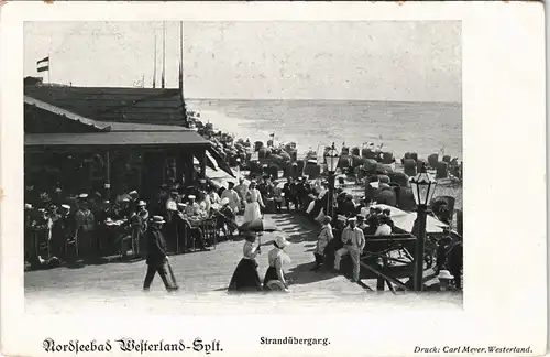 Westerland-Gemeinde Sylt Strandrestaurant - belebt, Strandübergang 1907