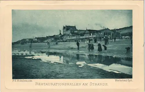Ansichtskarte Westerland-Gemeinde Sylt Restaurationshallen am Strand 1903