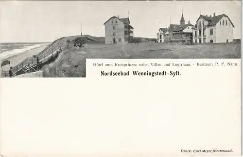 Wenningstedt-Braderup Hotel zum Kronprinzen nebst Villen und Logierhaus 1908