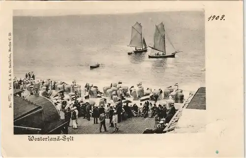 Westerland-Gemeinde Sylt Strandrestaurant - belebt Segelboote 1903