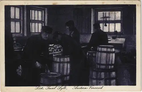 Ansichtskarte List auf Sylt Typen Originale Männer beim Austern Versand 1926