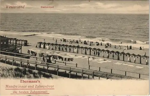 Ansichtskarte Westerland-Gemeinde Sylt Damenbad - Wandelbahn 1912