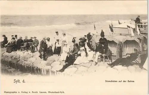 Ansichtskarte Westerland-Gemeinde Sylt Strandleben auf der Buhne. 1912