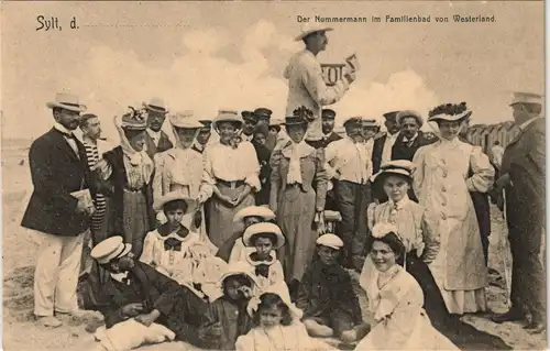 Ansichtskarte Westerland-Gemeinde Sylt Der Nummernmann im Familienbad 1911