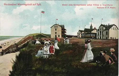 Wenningstedt-Braderup Hotel zum Prinzen - Villen, Familie auf der Wiese 1908
