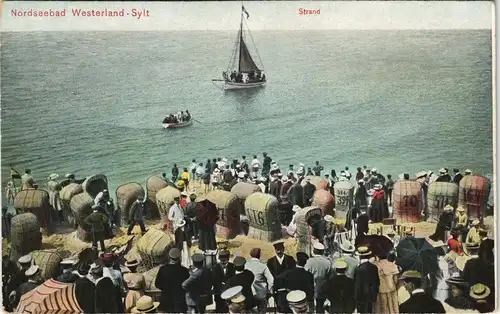 Westerland-Gemeinde Sylt Strandleben, Strandkörbe - Segelboot 1906