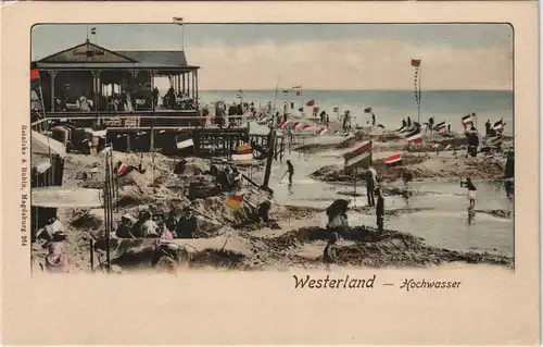 Ansichtskarte Westerland-Gemeinde Sylt Strandrestaurant - Hochwasser 1909