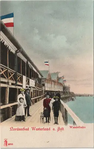 Westerland-Gemeinde Sylt Familie Wandelbahn bei Hochwasser Strandrestaurant 1907
