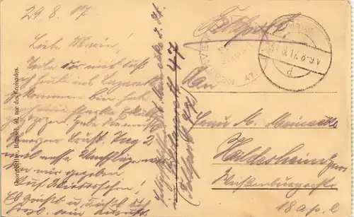 Ansichtskarte  Kammandantur Straßenbahn gel. Feldpost 1917