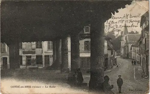 Condé-en-Brie Straßenpartie Kinder - La Halle gel. Feldpost 1916