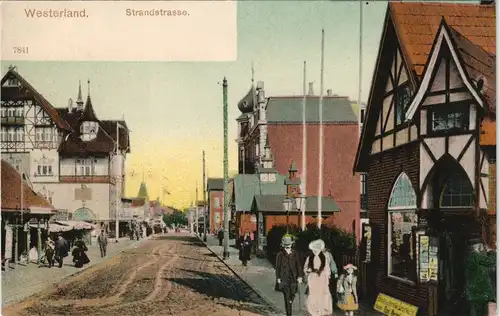 Ansichtskarte Westerland-Sylt Strandstraße - Geschäfte 1906